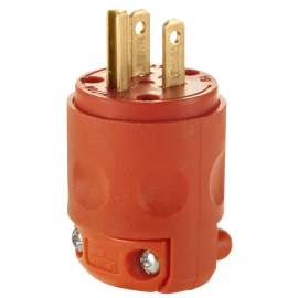 Leviton 515PV-OR Electrical Plug, 2 -Pole, 15 A, 125 VAC, NEMA: NEMA 5-15P, Orange