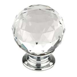 Richelieu BP87373014011 Cabinet Knob, 1-17/32 in Projection, Crystal/Metal, Chrome-Plated