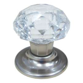 Richelieu BP100903219511 Cabinet Knob, 1-27/32 in Projection, Crystal/Glass/Metal, Brushed Nickel