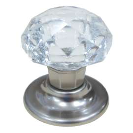 Richelieu BP100904519511 Cabinet Knob, 2-1/4 in Projection, Crystal/Glass/Metal, Brushed Nickel