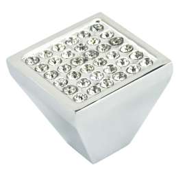 Richelieu BP123403414001 Cabinet Knob, 29/32 in Projection, Crystal/Glass/Metal, Chrome-Plated