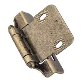 Richelieu BP2051MAE Hinge, 1/4 in Overlay, Self-Closing Close, Antique Brass