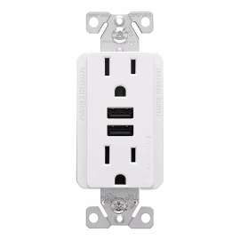 Arrow Hart TR7755W-K Duplex Combination USB Receptacle, 125 VAC Receptacle, 5 VDC USB, 2-Pole, 12 to 14 AWG