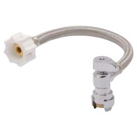 RELIANCE WORLDWIDE 24656Z Braided Toilet Connector, Flexible, 1/2 in Inlet, 7/8 in Outlet, Stainless Steel Tubing