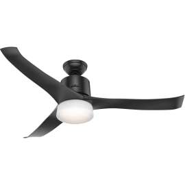 Hunter 59375 Ceiling Fan, 3-Blade, Black Housing, Black Blade, 54 in Sweep, Plastic Blade, 3-Speed, With Lights: Yes
