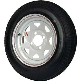 Martin Wheel DM412B-4I Trailer Tire, 1120 lb Withstand Load, 4 in Dia Bolt Circle, Rubber
