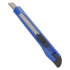 Vulcan JL54319 Utility Knife, 3-7/8 in L Blade, 5/8 in W Blade, High Impact Plastic Handle, Blue/Black Handle