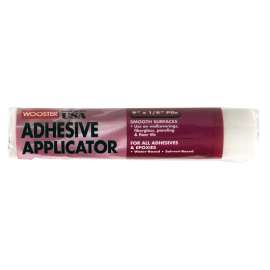 WOOSTER R245-9 Adhesive Applicator, 1/8 in Thick Nap, 9 in L, Fabric Cover, White