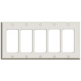 Decora 80423-W Switch Wallplate, 4-1/2 in L, 2-3/4 in W, 5 -Gang, White