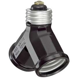 Leviton 128 Lamp Holder Adapter, 660 W, Metal, Black