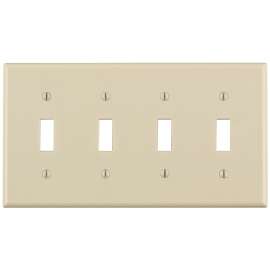 Leviton 78012 Switch Wallplate, 4-1/2 in L, 2-3/4 in W, 4 -Gang, Light Almond