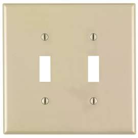 Leviton 00PJ2-00T Switch Wallplate, 4-7/8 in L, 3-1/8 in W, 2 -Gang, Nylon, Light Almond
