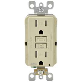 Leviton AFTR1-KI AFCI Duplex Receptacle, 2 -Pole, 15 A, 125 VAC, Back, Grounding, Side Wiring, NEMA: NEMA 5-15R