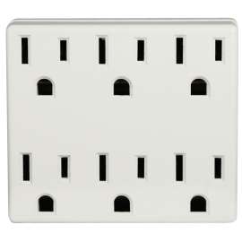 Leviton C22-6ADPT-00W Outlet Adapter, 2 -Pole, 15 A, 125 V, 6 -Outlet, NEMA: NEMA 5-15R, White
