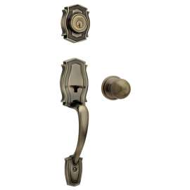 Weiser Heritage x Huntington Series GA9471 H/HT5 SMT VS Handleset, 2 Grade, Antique Brass, 2-3/8 to 2-3/4 in Backset
