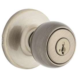 Weiser Fairfax Series GAC531 F5 SMT MS Entry Door Knob, 1-15/16 in Dia Knob, Antique Brass