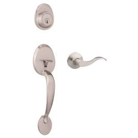 Weiser Daytona x Layton Series 9SH11000-017 Handleset, 3 Grade, Satin Nickel, 2-3/8 to 2-3/4 in Backset, 5-Pin Keyway