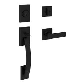 Weiser Breton Tavaris Series 9GLA94710-038 Handleset, Grade 2 Grade, Keyed Key, Matte Black, 2-3/8, 2-3/4 in Backset