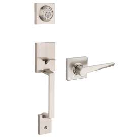 Weiser Amador Elements Hollis Series 9GLC94710-022 Handleset, Grade 3 Grade, Keyed Key, Satin Nickel, Universal Hand