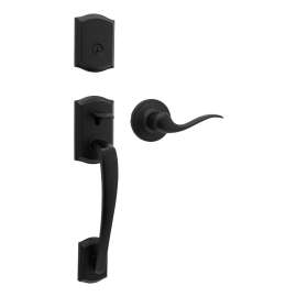 Weiser Prescott Toluca Series 9GLA84710-008 Handleset, Grade 1 Grade, Keyed Key, Zinc, Matte Black, KW1 Keyway