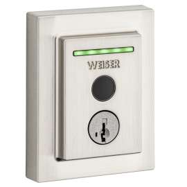 Weiser Halo Series 9GED30000-003 Touch Electronic Lock, Grade 1, Grade AAA Grade, Keyed Key, Zinc, Satin Nickel