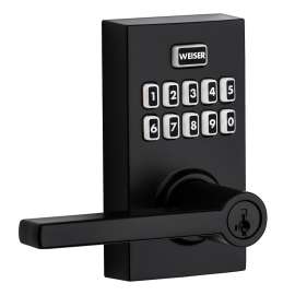 Weiser SmartCode 10 Series 9GED27000-002 Electronic Lock, Grade 2, Grade AAA Grade, Keyed Key, Steel, Matte Black