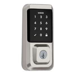 Weiser Halo Series 9GED25000-003 Electronic Smart Lock, Grade 2 Grade, Keyed, Touchscreen Key, Satin Nickel, Residential
