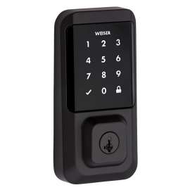 Weiser Halo Series 9GED25000-004 Electronic Smart Lock, Grade 2 Grade, Keyed, Touchscreen Key, Matte Black, Residential