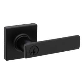 Weiser Breton Square Rose Elements Series 9GLC5350-095 Entry Lever, Grade 3 Grade, Keyed Key, Aluminum, Matte Black