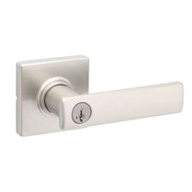 Weiser Breton Square Rose Elements Series 9GLC5350-094 Entry Lever, Grade 3 Grade, Keyed Key, Aluminum, Satin Nickel