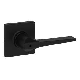 Weiser Elements Hollis Square Rose Series 9GLC3310-074 Privacy Lever, Matte Black, 2-3/8, 2-3/4 in Backset