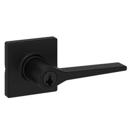 Weiser Elements Hollis Square Rose Series 9GLC5350-100 Entry Lever, Grade 3 Grade, Keyed Key, Matte Black
