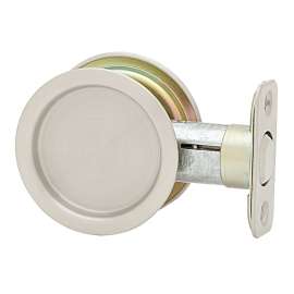 Weiser 9WR10300-003 Pocket Door Lock, Round Latch, Universal Hand, Metal, Satin Nickel, 2-3/8 in Backset