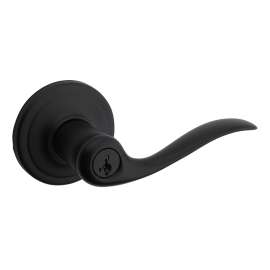 Weiser Toluca Series 9GLA5350-147 Entry Lever, Grade 2 Grade, Keyed Key, Matte Black, 2-3/8, 2-3/4 in Backset, K2 Keyway