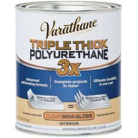 VARATHANE 284472 Polyurethane, Semi-Gloss, Liquid, Clear, 1 qt, Can