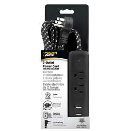 PowerZone Extension Cord, 6 ft L, Black & White
