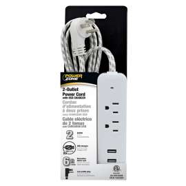 PowerZone Extension Cord, 6 ft L, Platinum & White