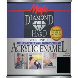 Majic Paints DiamondHard 8-1521-4 Enamel Paint, Satin, Black, 0.5 pt Can