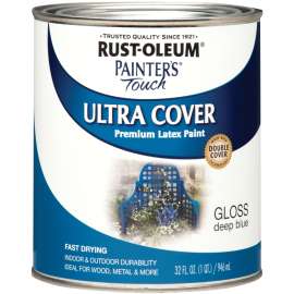 RUST-OLEUM PAINTER'S Touch 224428T Brush-On Paint, Gloss, Deep Blue, 1 qt Can