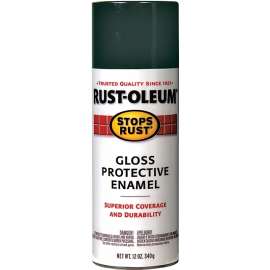 RUST-OLEUM STOPS RUST 214086 Protective Enamel Spray Paint, Gloss, Charleston Green, 12 oz, Aerosol Can