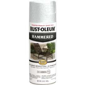 RUST-OLEUM STOPS RUST 248072 Spray Paint, Hammered, White, 12 oz, Aerosol Can