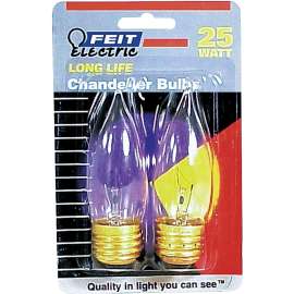 Feit Electric BP25EFC Incandescent Lamp, 25 W, Flame Tip Lamp, Medium E26 Lamp Base, 2700 K Color Temp