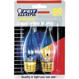 Feit Electric BP40EFC Incandescent Lamp, 40 W, Flame Tip Lamp, Medium E26 Lamp Base, 2700 K Color Temp