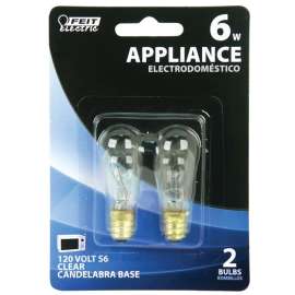 Feit Electric BP6S6 Candle Base Bulb, 6 W, S6 Straight-Sided Lamp, Candelabra E12 Lamp Base, 2700 K Color Temp