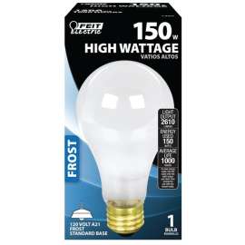 Feit Electric 150A Incandescent Bulb, 150 W, A21 Lamp, Medium E26 Lamp Base, 2610 Lumens, 2700 K Color Temp