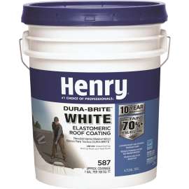 Henry HE587372 Elastomeric Roof Coating, White, 5 gal Pail, Cream