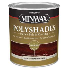 Minwax PolyShades 61380444 Wood Stain and Polyurethane, Satin, Bombay Mahogany, Liquid, 1 qt, Can
