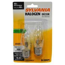 Sylvania 52560 Halogen Bulb, 40 W, Medium E26 Lamp Base, B11 Lamp, 500 Lumens, 2850 K Color Temp