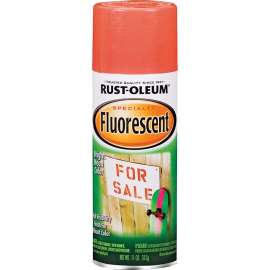 RUST-OLEUM 1955830 Fluorescent Spray Paint, Flat/Matte, Fluorescent Red/Orange, 11 oz, Aerosol Can