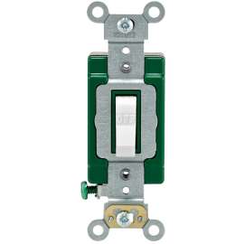 Leviton 03032-2WS Toggle Switch, 30 A, 120/277 VAC, Back and Side Terminal, Thermoplastic Housing Material, White